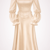 maxi skirt+corset+sleeves creamy product maxi skirt+corset+sleeves creamy product