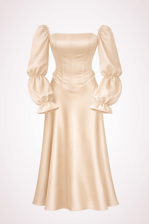 maxi skirt+corset+sleeves creamy product maxi skirt+corset+sleeves creamy product