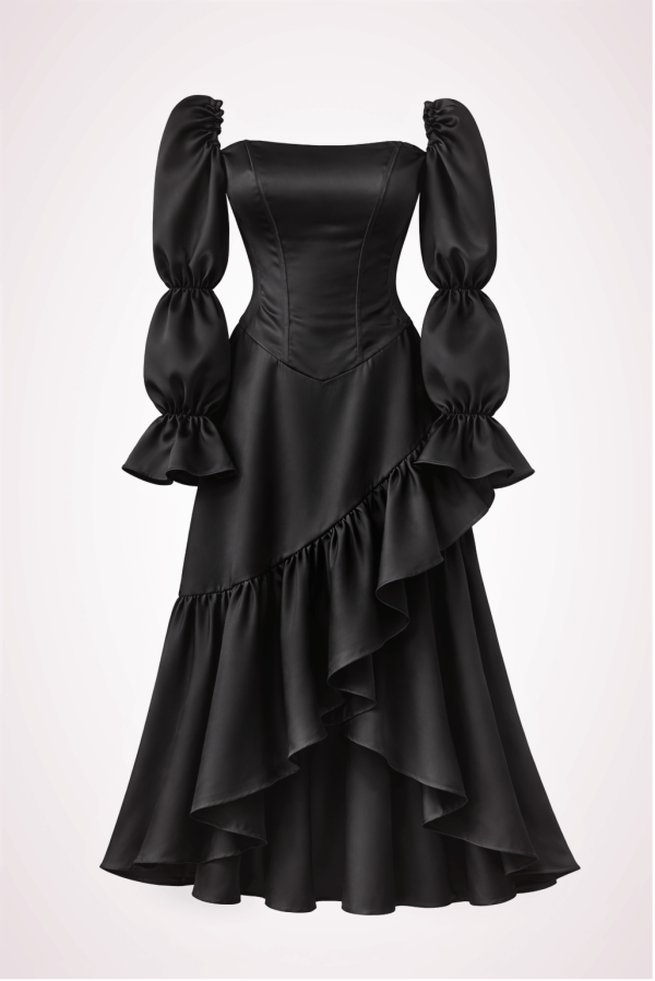 ruffle skirt + corset + sleeves black product