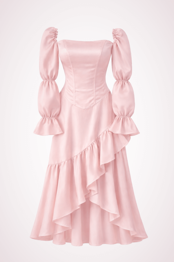 ruffle skirt + corset + sleeves pink product