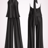 satin set top and pants black satin set top and pants black