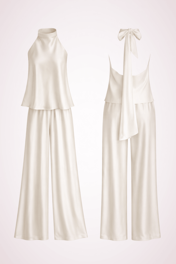satin set top and pants white satin set top and pants white