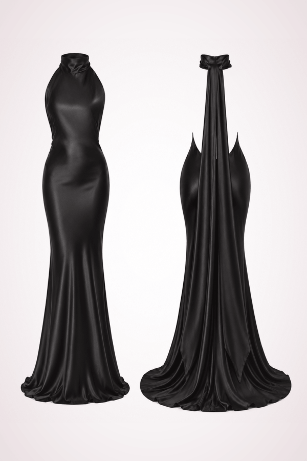 maxi dress with open back black