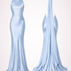 maxi dress with open back blue