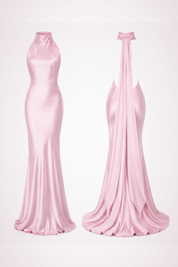 maxi dress with open back pink