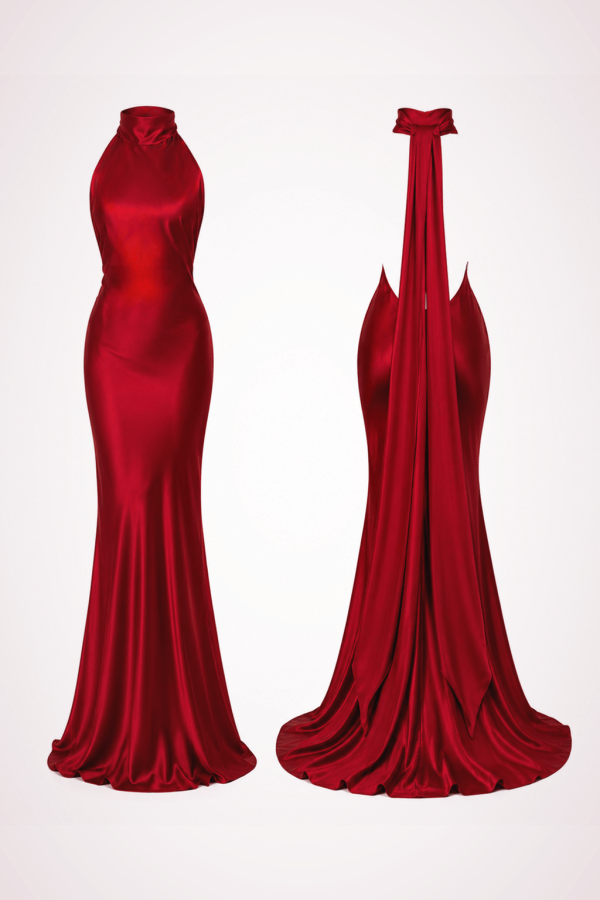maxi dress with open back red